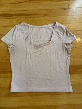 Women's Scoop Neck Short Sleeve Top - Light Pink